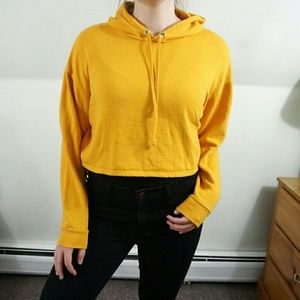 H&M Mustard Yellow Cropped Hoodie